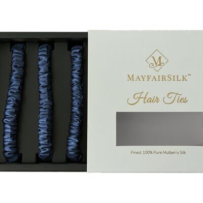 Midnight Blue Silk Hair Ties Set