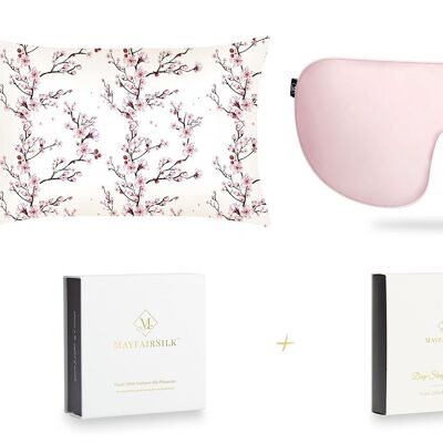 Cherry Blossom and Precious Pink Silk Sleep Gift Set - Standard Pillowcase