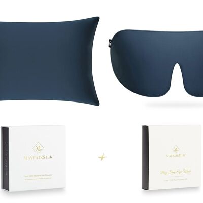 Midnight Blue Pure Silk Sleep Gift Set - Standard Pillowcase