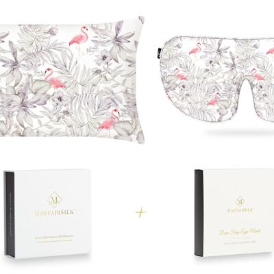 Flamingos Pure Silk Sleep Gift Set - Standard Pillowcase