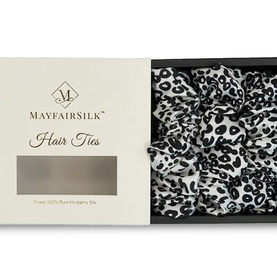 Leopard Silk Scrunchies Set