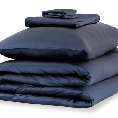 Midnight Blue Silk Duvet Set - Double / Standard Pillowcases