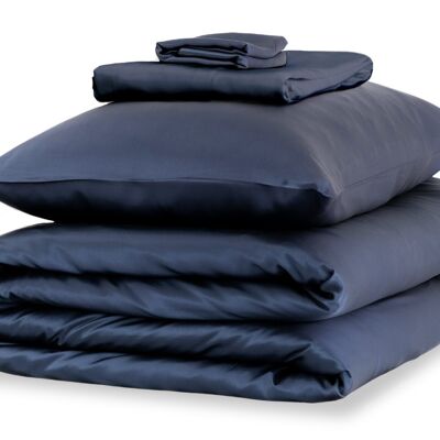 Midnight Blue Silk Duvet Set - Super King / Standard Pillowcases