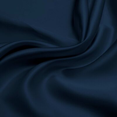 Midnight Blue Pure Silk Flat Sheet - Ivory Piping - Double