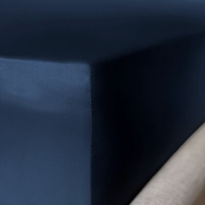 Midnight Blue Pure Silk Fitted Sheet - Double