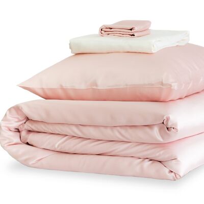 Precious Pink and Ivory Silk Duvet Set - King / Standard Pillowcases