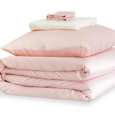 Precious Pink and Ivory Silk Duvet Set - Super King / Super King Pillowcases