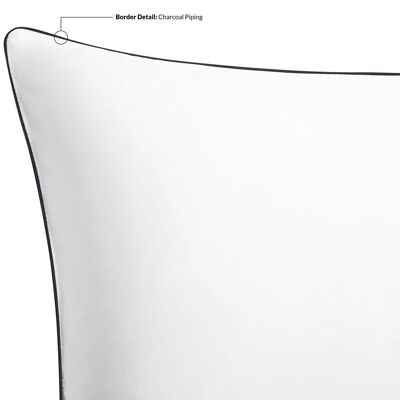 Brilliant White Pure Silk Pillowcase - Super King - Charcoal