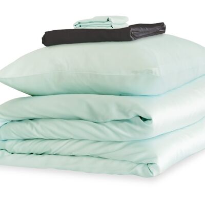 Teal Breeze and Charcoal Silk Duvet Set - Double / Standard Pillowcases