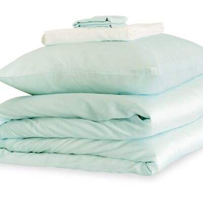 Teal Breeze and Ivory Silk Duvet Set - Double / Standard Pillowcases