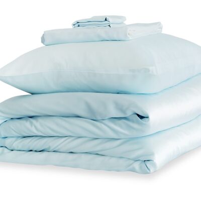 Pastel Blue Silk Duvet Set - Double / Standard Pillowcases