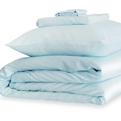 Pastel Blue Silk Duvet Set - Super King / Standard Pillowcases