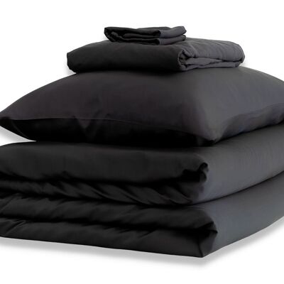 Charcoal Silk Duvet Set - Double / Standard Pillowcases