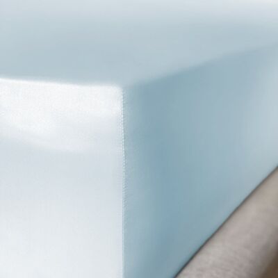 Pastel Blue Pure Silk Fitted Sheet - Double