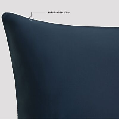 Midnight Blue Pure Silk Pillowcase - Standard - Ivory