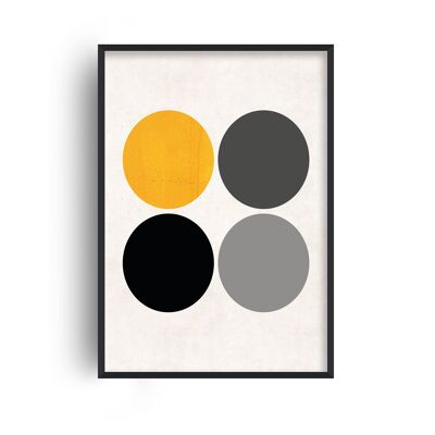 Circles Mustard Print - A2 (42x59.4cm) - Black Frame