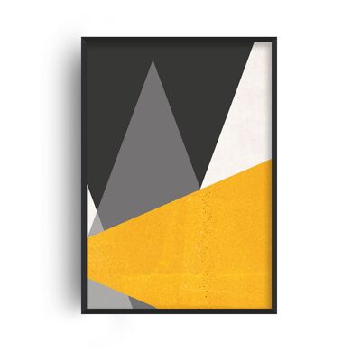 Large Triangles Mustard Print - A4 (21x29.7cm) - Black Frame