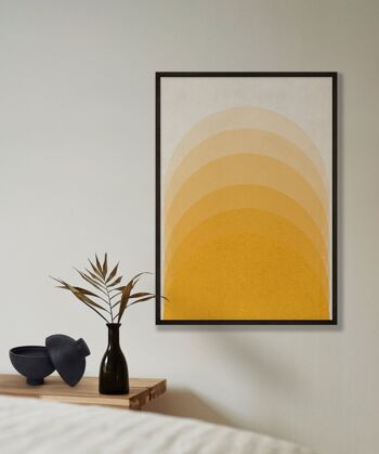 Gradient Sun Moutarde Print - 30x40inches/75x100cm - Cadre Blanc 2