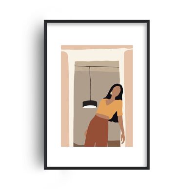 Mica Girl in Doorway N10 Print - A2 (42x59.4cm) - White Frame