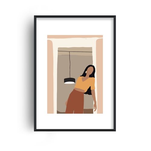 Mica Girl in Doorway N10 Print - 30x40inches/75x100cm - Black Frame