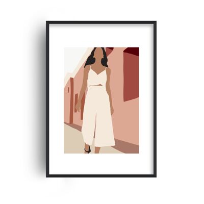 Mica Girl in Street N7 Print - 20x28inchesx50x70cm - Black Frame