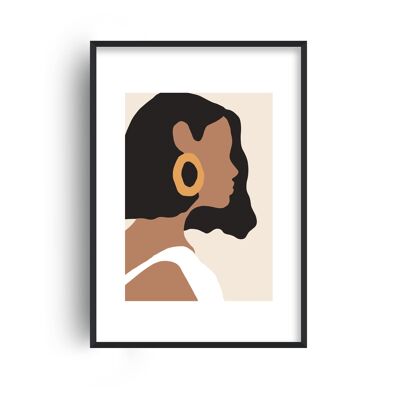 Mica Girl With Earring N6 Print - A3 (29.7x42cm) - Black Frame