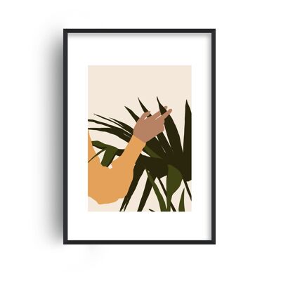 Mica Hand on Plant N5 Print - 30x40inches/75x100cm - White Frame