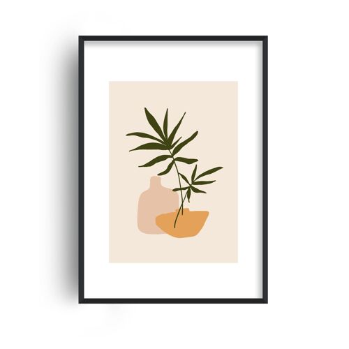 Mica Plant Pots Beige N1 Print - A3 (29.7x42cm) - Black Frame