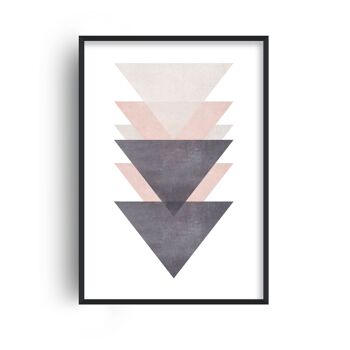 Coton imprimé triangles roses et gris - A4 (21x29,7 cm) - impression uniquement 1
