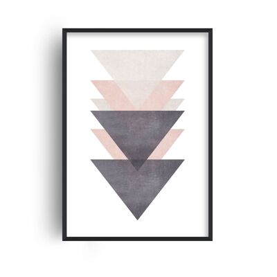 Cotton Pink and Grey Triangles Print - A4 (21x29.7cm) - White Frame