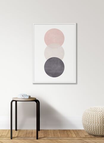 Coton imprimé cercles roses et gris - A4 (21 x 29,7 cm) - impression uniquement 2