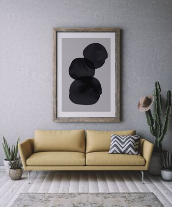 Impression de cercles empilés gris et noir - A3 (29,7 x 42 cm) - Impression uniquement 2