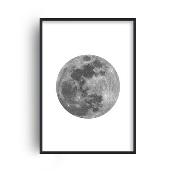 Imprimé Pleine Lune Gris - A2 (42x59,4cm) - Cadre Blanc 1