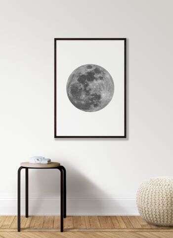 Imprimé Pleine Lune Gris - A2 (42x59,4cm) - Cadre Blanc 2