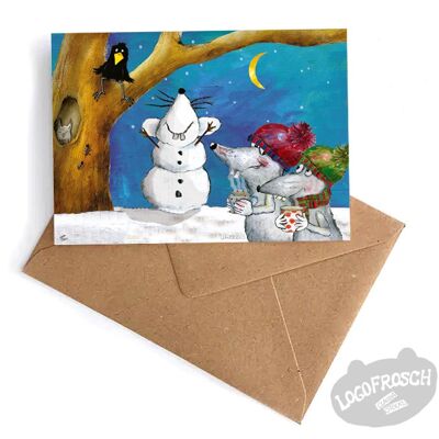 Ratón de nieve de cartón plegable