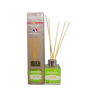 Diffuseurs D'ambiance Thé Vert avec bâtons de rotins 100 ml - Fabrication artisanale française - Senteline