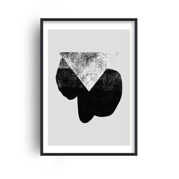Graffiti Imprimé Triangle Noir et Gris - A3 (29,7x42cm) - Cadre Noir 1