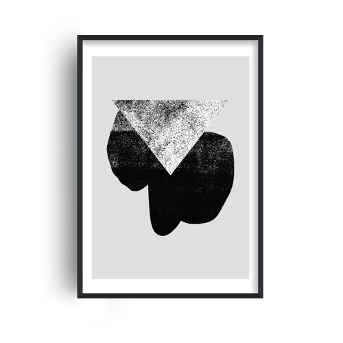Graffiti Black and Grey Triangle Print - 30x40inches/75x100cm - Black Frame