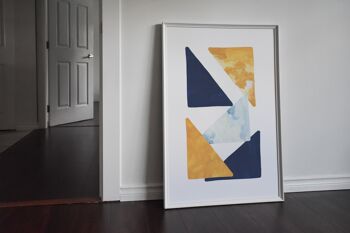 Impression Triangles Abstrait Horizon - A3 (29,7x42cm) - Cadre Blanc 2