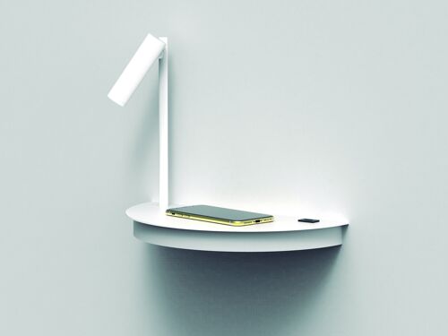 MANHATTAN wall lamp with shelf in white