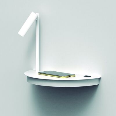 MANHATTAN wall lamp with shelf in white