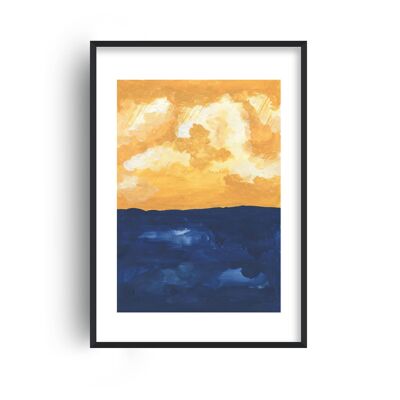 Horizon Abstract Sea Print - A2 (42x59.4cm) - White Frame