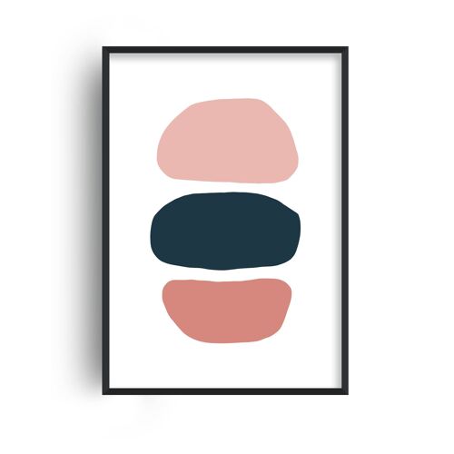 Hobbled Stones Pink and Navy Three Print - A3 (29.7x42cm) - Print Only