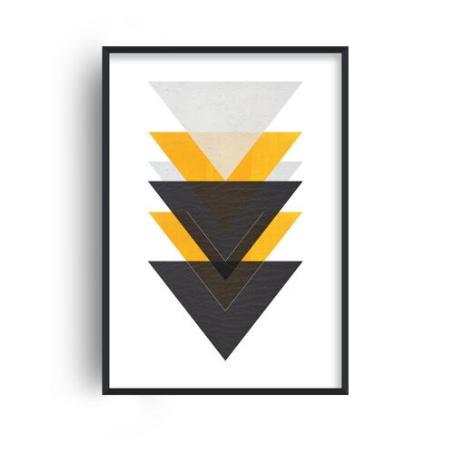 Carbon Yellow and Black Triangles Print - A4 (21x29.7cm) - White Frame