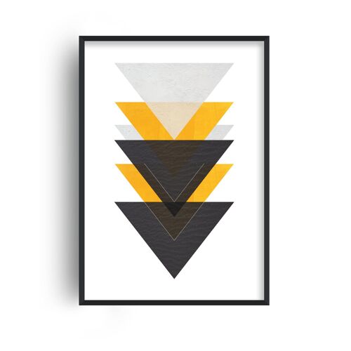 Carbon Yellow and Black Triangles Print - A3 (29.7x42cm) - Black Frame