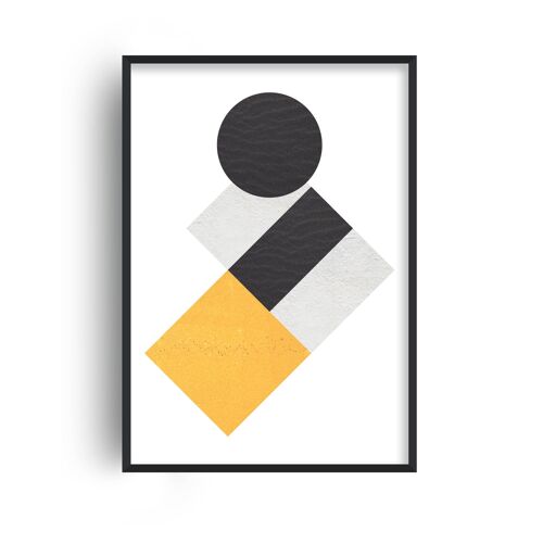 Carbon Yellow and Black Shapes Print - A4 (21x29.7cm) - Black Frame