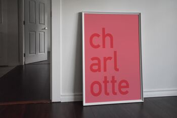 Nom audacieux avec contraste personnalisé Impression rouge - A3 (29,7 x 42 cm) - Cadre noir 2