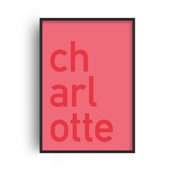 Nom audacieux avec contraste personnalisé Impression rouge - A2 (42x59,4 cm) - Cadre blanc 1