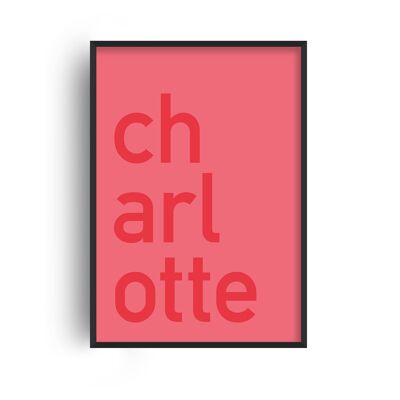 Custom Contrast Bold Name Red Print - 20x28inchesx50x70cm - White Frame