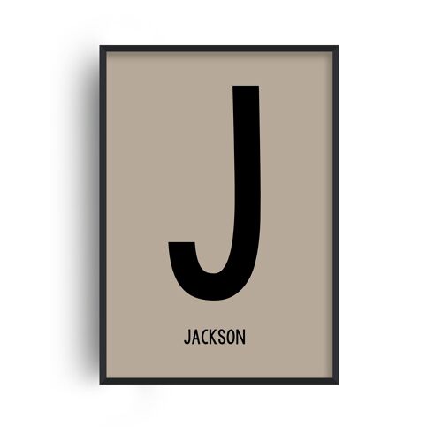 Modern Personalised Name Beige Print - 20x28inchesx50x70cm - Print Only